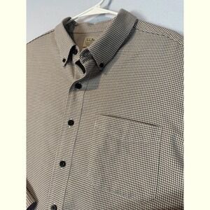 LL Bean Traditional Fit Flannel Shirt Houndstooth Cream/Beige XL Cotton